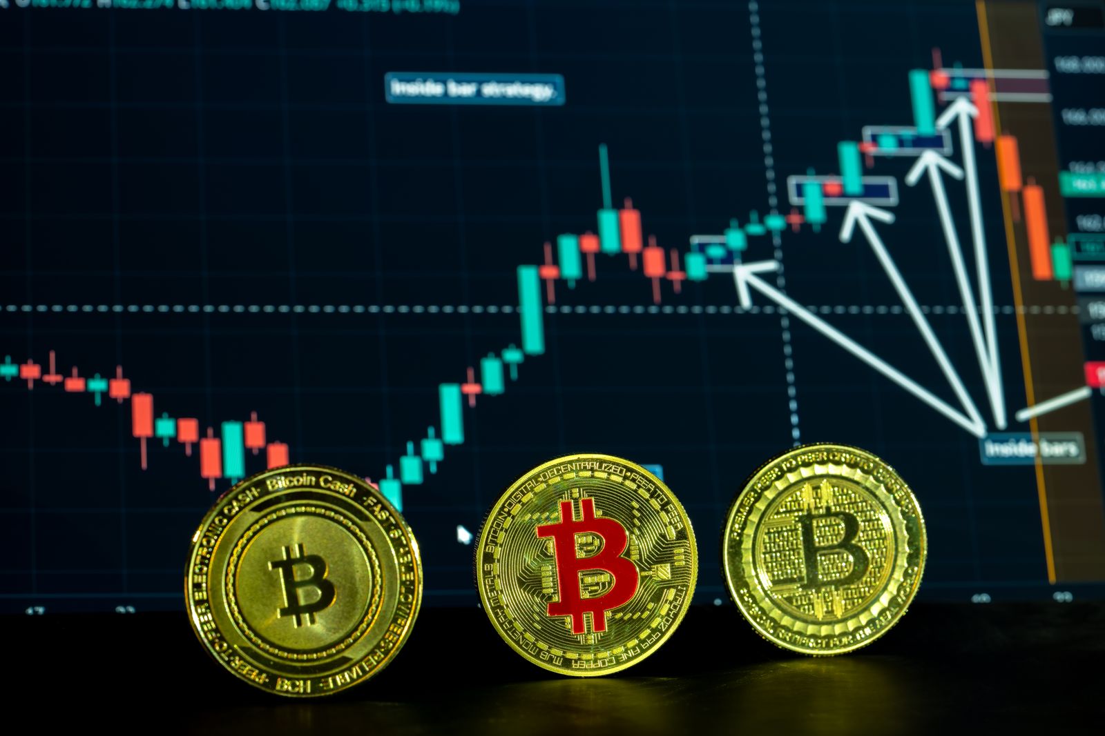 Koin Bitcoin di atas grafik pergerakan pasar menjelang voting cloture 60 suara CLARITY Act dan FOMC September 2026